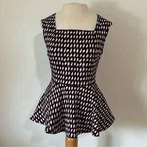 Anthropologie eri + Ali Red, Blue and White Fitted Peplum Top